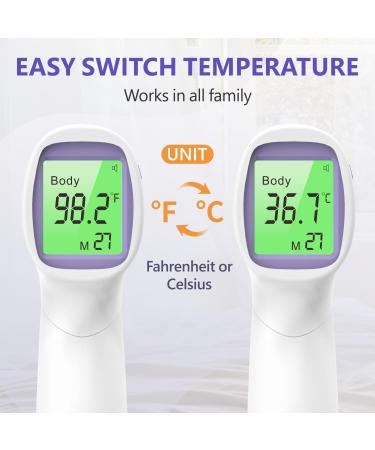 No-Touch Forehead Thermometer for Adults & Kids - Accurate Digital Fever Alarm 3 Backlit Settings & 32 Memory - Easy to Use for All Ages - Basal Thermometer in Purple - Buy Online on GoSupps.com