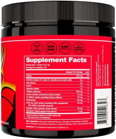 Prime Labs Pre Workout Powder for Men - with Citrulline Malate Beta-Alanine and Natural Caffeine - Energy Focus Power - Blue Lemonade Flavor - 30 Servings - Buy Online on GoSupps.com