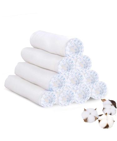 Soft Face Muslin Cloths Pure Cotton Facial Cleansing Cloths Reusable Polishing Cleanser- Pack 10 (Blue Edge) Blue Edge 1 Count (Pack of 1)