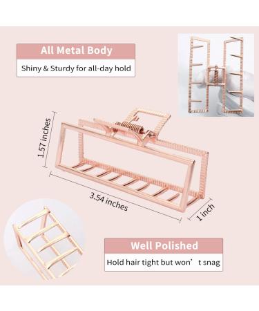 Square Claw Hair Clips for Women - Set of 4 | Large Rectangle Banana Clips in Rose Gold, Black, Silver, Gold - 3.5 Inches - Buy Online on GoSupps.com