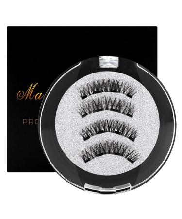 Natural looking Soft magnetic eyelashes-Artificial false eyelashes-No adhesive required-Easy to wear magnetic eyelashes-Reusable Magnetic Eyelash Set (free wearing clip)