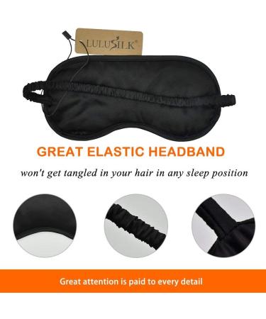 Lulusilk Luxury 100% Pure Mulberry Silk Eye Mask | Breathable Black Sleeping Mask for Travel | Comfortable Sleep Glasses - Buy Online on GoSupps.com