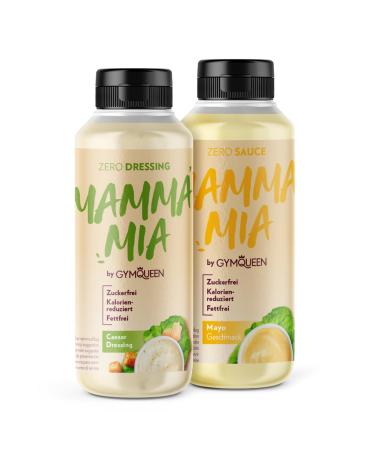 Gymqueen Mamma Mia Zero Sauce 2x265ml Crazy Caesar + Mayo reduced in calories without fat & without added sugar refine dishes or as a salad dressing crazy Caesar + Mayo 265 ml (2-pack)