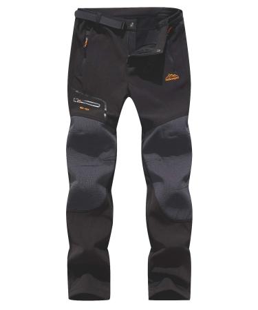BenBoy Men's Snow Ski Outdoor Waterproof Windproof Fleece Cargo Hiking Pants Black X-Large