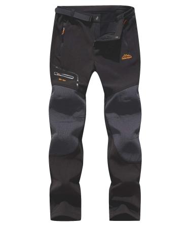 Benboy men hiking pants waterproof softshellhose outdoor pants windproof warm lined ski pants snowboard pants winter trekking pants L black