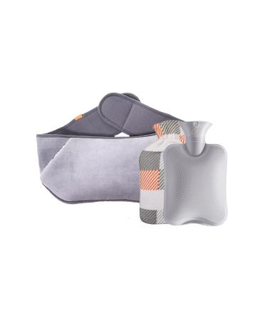 GUROTD Hot Water Bottle with Cover Rubber Warm Hot Water Bag with Soft Plush Waist Cover Belt Hot Water Bottle Pouch for Pain Relief Neck Shoulder Hands Back Legs Waist Grey3pcs