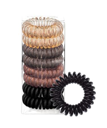 8 PCS Spiral Hair Ties for Women - Waterproof Ponytail Holders for Girls - Stylish Coil Hair Ties for Thick & Thin Hair - No Crease Hair Coils (Brunette) - Buy Online on GoSupps.com