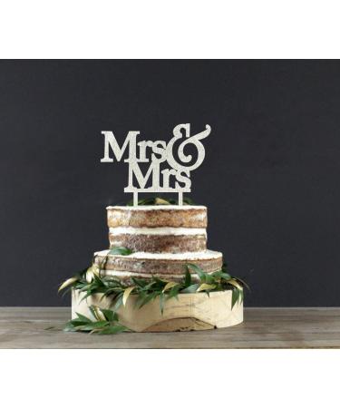 Silver Glitter Mrs & Mrs Cake Topper- Same Sex Wedding Cake Topper Lesbian Wedding Engagement Cake Topper(SILVER) - Buy Online on GoSupps.com