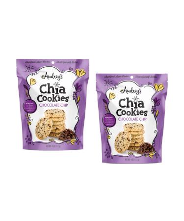 Audrey's Chia Cookies - (Chocolate Chip 2 Pack) - Natural Antioxidants Omega-3's Non-GMO Chocolate Chip 4 Ounce (Pack of 2)