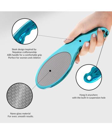 Premium Glass Foot File | Callus Remover with Etching Technology | Portable Foot Scraper for Cracked Heels | Shining Blue - Ideal for Wet & Dry Feet - Buy Online on GoSupps.com