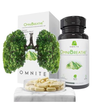 OMNIBREATHE - Inhaler Mate Improve Breathing from Inside Cough/Mucus Relief for COPD Feel Changes in 24 Hours Blend w. NAC Supplement & Natural Herbs 60 Capsules(Take 2 w. Meal 1 to 3 Times A Day)