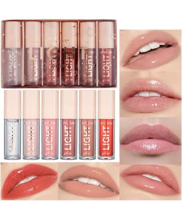 6Pcs Lip Oil Set - Moisturizing Lip Gloss for Long Lasting Waterproof Lip Color - Crystal Jelly Lip Tinted Liquid Lipstick for Girls and Women - Set A - Buy Online on GoSupps.com