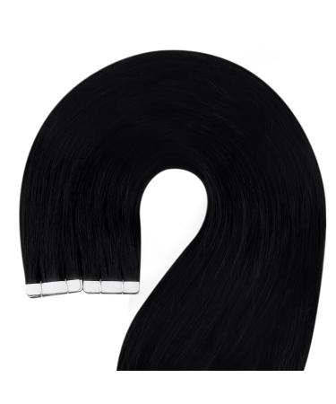 Youngsee Real Hair Tape Extensions - 60cm Black Seamless Invisible Tape In Extensions 20 Pieces 50g - Perfect for Cancer Patients - Buy Online on GoSupps.com