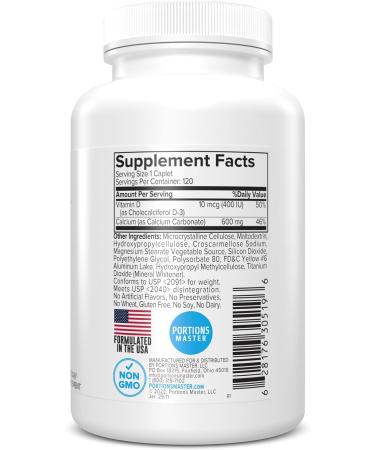 Portions Master Calcium Mineral Bone Support, High Absorption Calcium with Vitamin D3 & Magnesium,Supports Strong Bones, Teeth & Joint Health, Non-GMO, Gluten-Free (120 Vegetarian Capsules) - Buy Online on GoSupps.com