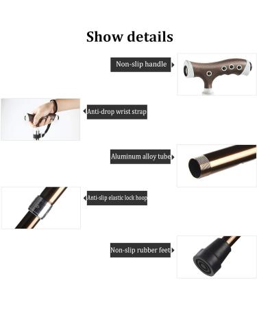 Adjustable Canes for Men and Women Thickened Aluminum Alloy Crutches with Led Light Cushion Handle and Replaceable Non-Slip Base for Elderly Brass (Black) Bathing in Sunlight - Buy Online on GoSupps.com