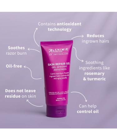 Alchimie Forever Skin Repair Gel - Oil Free Post Shave Care with Rosemary & Turmeric | Soothing Restorative Anti-Aging Benefits | Reduces Ingrown Hairs | 3 fl oz - Shop Internationally - Buy Online on GoSupps.com