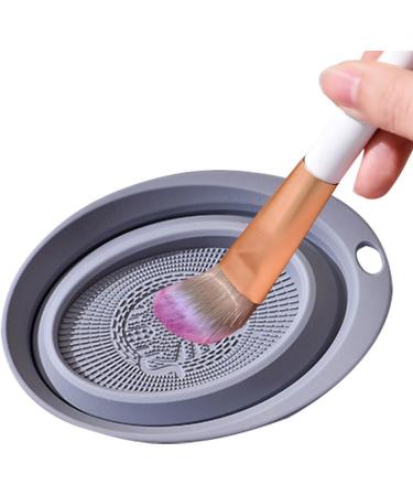 EviKoo Silicone Cleaning Mat - Cosmetic Makeup Brush Cleaner Bowl - Portable Cosmetic Make Up Brush Cleaning Scrubber for Makeup Eggs Brushes Grey - Buy Online on GoSupps.com