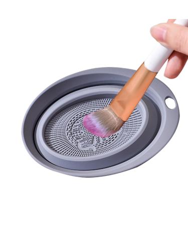 Retorno Cosmetic Scrubber Pad Brush Scrubber Pad for Makeup Cosmetic Silicone Cleaning Bowl Makeup Brush Cleaner Washing Tools for Makeup Eggs Grey