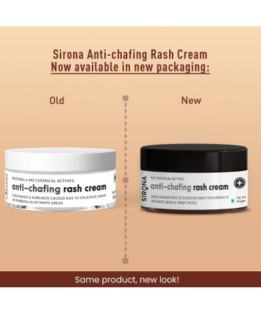 Sirona Natural Anti Chafing Rash Cream - 25gm (Pack of 3) | Skin Healing Formula with 5 Magical Herbs | Soothes and Prevents Rashes from Sanitary Pads, Heavy Thighs, Sports, and Running - Buy Online on GoSupps.com