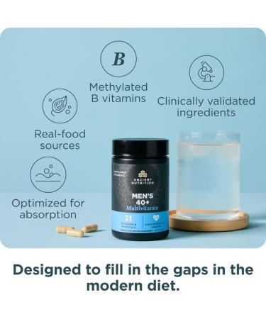 Ancient Nutrition Multivitamin for Men Multi Men's 40+ Once Daily Vitamin Supplement Magnesium Methylated Vitamin A B and K2 Supports Immune System 90 Ct Men's 90 count 90 Count - Buy Online on GoSupps.com