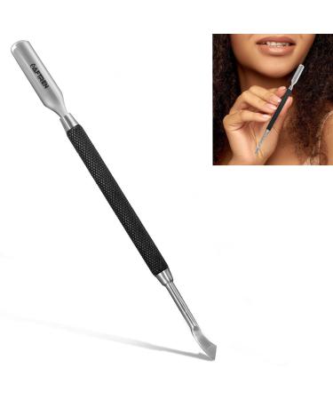 AFTREN Professional Stainless Steel Cuticle Pusher Dual Tool UV Gel Polish Soak Off Remover Double Ended Nail Cleaner Scraper (Black)