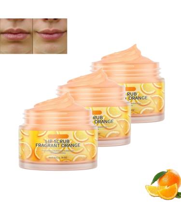Orange Lip Scrub, Orange Lip Scrub, Lip Exfoliator Can Repair And Diminish Lip Wrinkles, To Remove Dead Skin And Lip Skin Care (3PC, 50G)