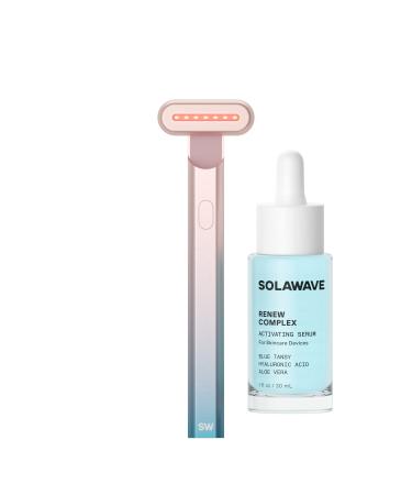 Solawave 4-in-1 Radiant Renewal Wand and Serum Bundle Face Skincare Wand with Facial Massager  Facial Wand with Renew Complex Serum (Blue/Pink Ombre)
