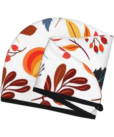 Autumn Pumpkins Fall Leaves Microfiber Hair Towel - Super Absorbent Coral Velvet Wrap for Long Curly & Thick Hair | Quick Dry Hair Cap for Women - Buy Online on GoSupps.com