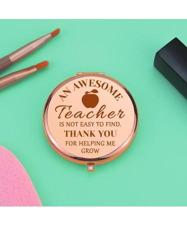 Rose Gold Teacher Appreciation Compact Mirror - Perfect Thank You Gift for Teachers - Folding Makeup Mirror for Coworker - School Teacher Gift Idea - Buy Online on GoSupps.com
