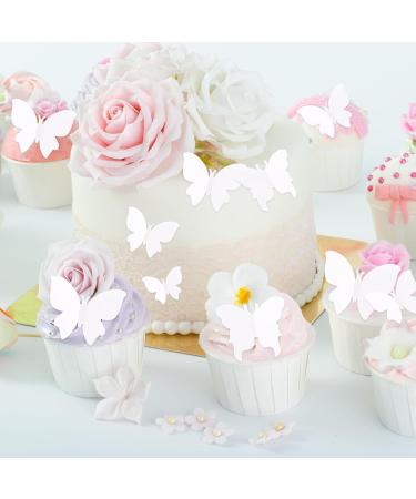 Alegre Edible Butterflies for Cakes - 50 White Decorative Muffin & Birthday Cake Toppers - Buy Online on GoSupps.com