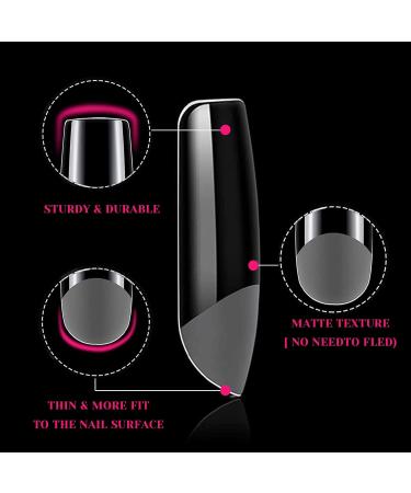 240PCS Short Fake Nails - Half-Matted Manicure Tips 12 Sizes for Beginners & Salons | Square Artificial Nail Set - Buy Online on GoSupps.com