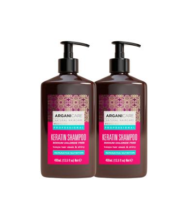 Arganicare ARGANICARE | Keratin Range | Repairing and Nourishing Shampoo | With Organic Keratin | Regenerates Damaged Hair | Prevents Breakage | Pack of 2 x 400 ml