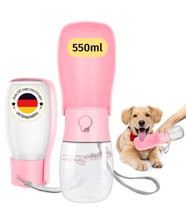 Foldable drinking bottle dogs for on the go 550ml dishwasher -resistant water bottle BPA free dog bottle to go for all dog sizes portable dog drinking bottle foldable (pink)
