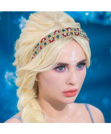 Flayem Rhinestone Red Headband Crystal crown Headband Padded Wide Baroque Hair Band Hoop Gorgeous Hair Accessories for Women and Girls (Red Green) - Buy Online on GoSupps.com