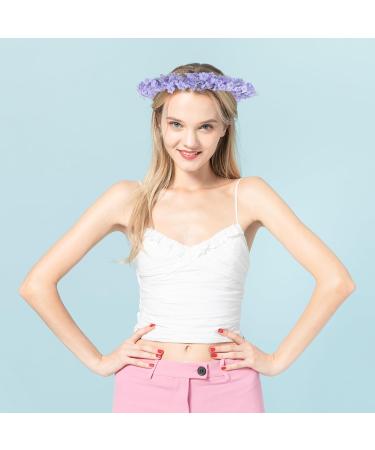 Frcolor Lavender Flower Crown - Simulation Floral Headband for Wedding Bridal Beach Holiday - Light Purple Hair Wreath - Buy Online on GoSupps.com
