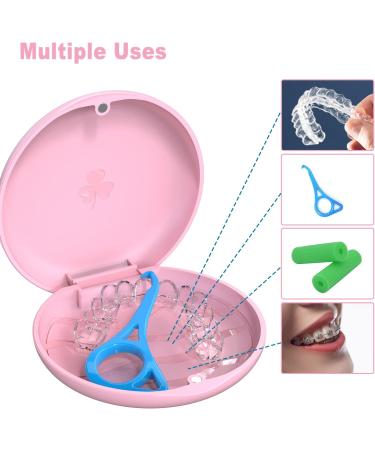 Buy 2-Piece Braces Bite Can & Denture Container Set | Tooth Rail Box & Aligners - Prosthetic & Braces Storage in Pink - Buy Online on GoSupps.com