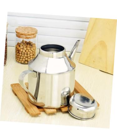 Zerodeko Sauce Pot Oil Bottles for Cooking Stainless Steel Oil Stainless Steel Pitcher with Lid Practical Seasoning Bottle Salad Oil Dispenser Kitchen Supplies Metal Household 14.5X12X8.5CM Silver - Buy Online on GoSupps.com