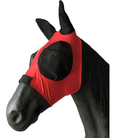 Leberna Horse Mesh Fly Mask with Ears Soft Lycra Mesh Mask Anti-UV with Ears Full Red - Buy Online on GoSupps.com