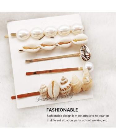 Holibanna Pearl Hair Clip Set - 5 Shell Hairpins for Women | Ocean-Inspired Hair Accessories | Perfect for Parties & Weddings - International Shipping Available - Buy Online on GoSupps.com