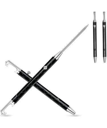 Stainless Steel Telescopic Toothpicks 2PCS Black Steel Metal Retractable Toothpicks Reusable Multi-Purpose Tooth Picks for Travel Home Outdoor