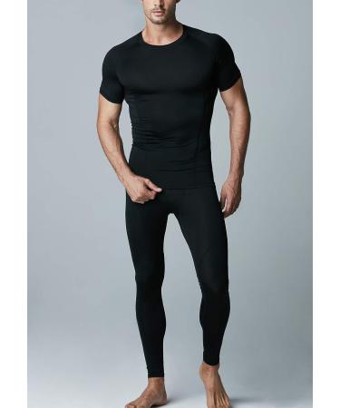 ATHLIO Men's Cool Dry Short Sleeve Compression Shirts - 3 Pack, Black, Size Large - Buy Online on GoSupps.com