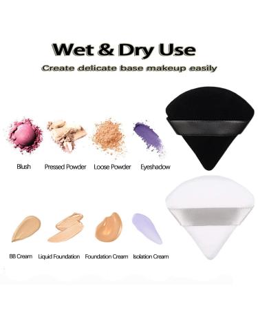 2 Pcs Black Cotton Triangle Powder Puff Set for Makeup - Velour Cosmetic Foundation Beauty Tools - Buy Online on GoSupps.com