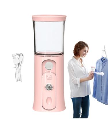 Cordless Travel Steamer - Handheld Cordless Face Steamer | Rechargeable Cool Mist Sprayer with Colorful Light Handheld Rechargeable Cool Mist Sprayer for Face Hydrating Pink