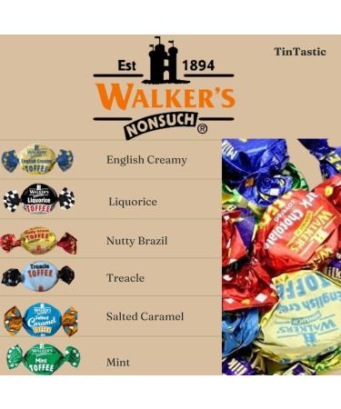 Walkers Toffee Sweets Assorted Flavours and Chocolate Eclairs x 200g Bundle with Silver Window Lid Refillable Tin - Buy Online on GoSupps.com