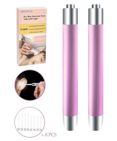Buy Ear Wax Removal Tool with LED Light - Updated Safe Ear Cleaning Kit Non-Slip Design BPA Free - Two Pink - Buy Online on GoSupps.com