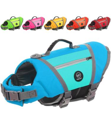 Emust Dog Wimming vest clearly visible life jackets for dogs with high buoyancy robust dog chimming vests for large dogs with adjustable straps for boobs boxers basset hounds l blue