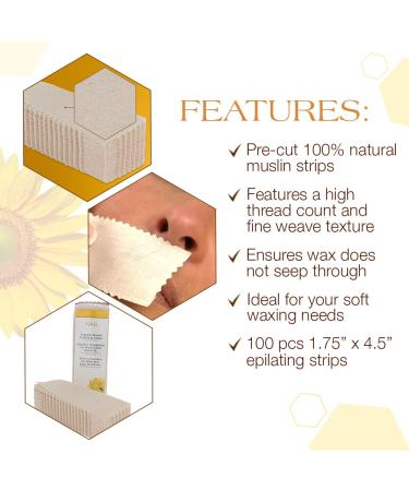 Gigi Small Natural Muslin Epilating Strips for Hair Waxing - 100 Strips (1.75 x 4.5) - Hair Removal Essential - Buy Online on GoSupps.com