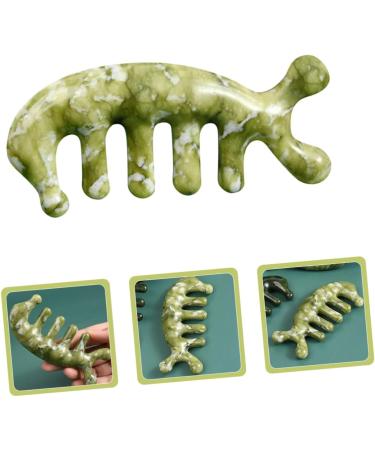 Plafope Jade Massage Comb - Creative Body Acupuncture and Massage Tool | Reliable Handcrafted Green Jade Device (11.50x4.50cm) - Buy Online on GoSupps.com