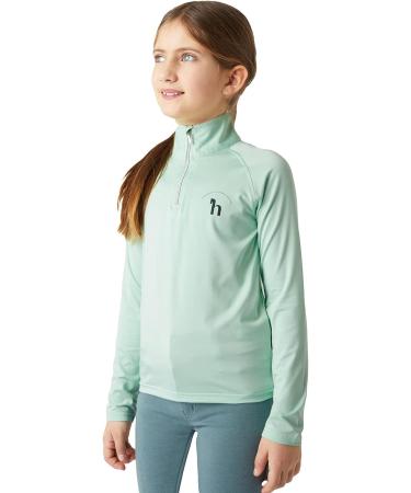 Horze Lola Kids Long Sleeve Half Zip Tec Shirt - Dusty Aqua (Medium) - Buy Online on GoSupps.com