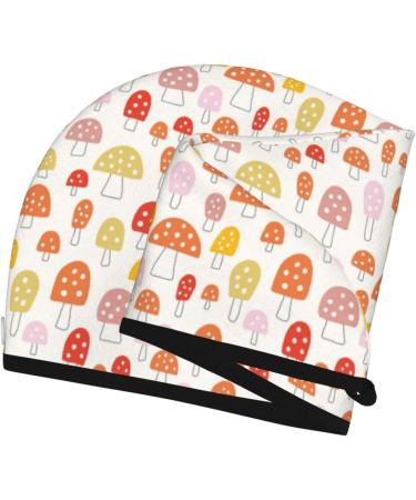 Buy Cute Cartoon Mushrooms Microfiber Hair Towel | Soft & Super Absorbent Hair Wrap for Women | Quick Dry Coral Velvet Cap for Long Curly & Thick Hair - Buy Online on GoSupps.com